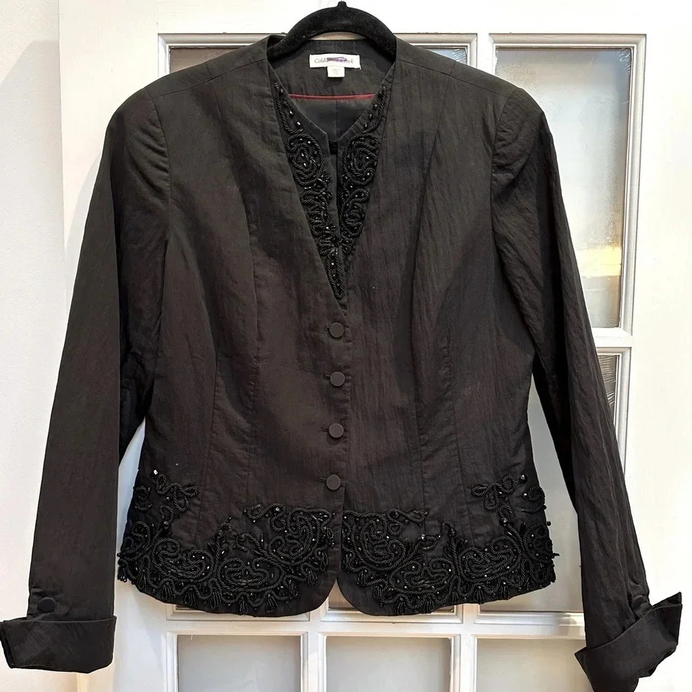 Vintage Coldwater Creek Size 12 Glam Rock Peplum Beaded Whimsigoth  Jacket